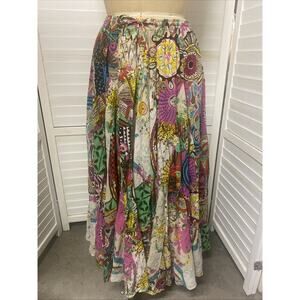 Grace Maxi Circle Skirt Boho Floral Festival Drawstring Cotton Colorful Medium